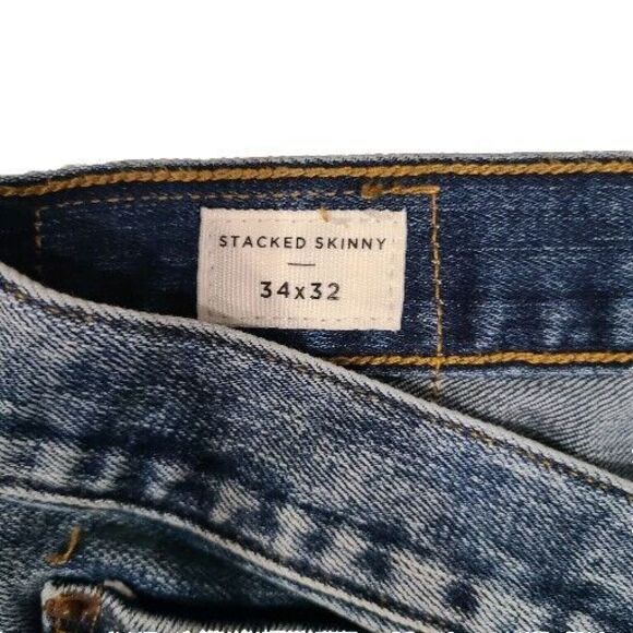 PacSun Indigo Stacked Destroyed Skinny Jeans Men Size 34 x 32 - Picture 3 of 5